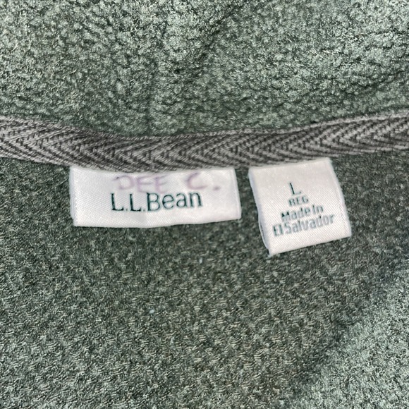 L L Bean Wool Green Mint Shawl Neck Fleece Sweater Top Shirt Large - Picture 2 of 5